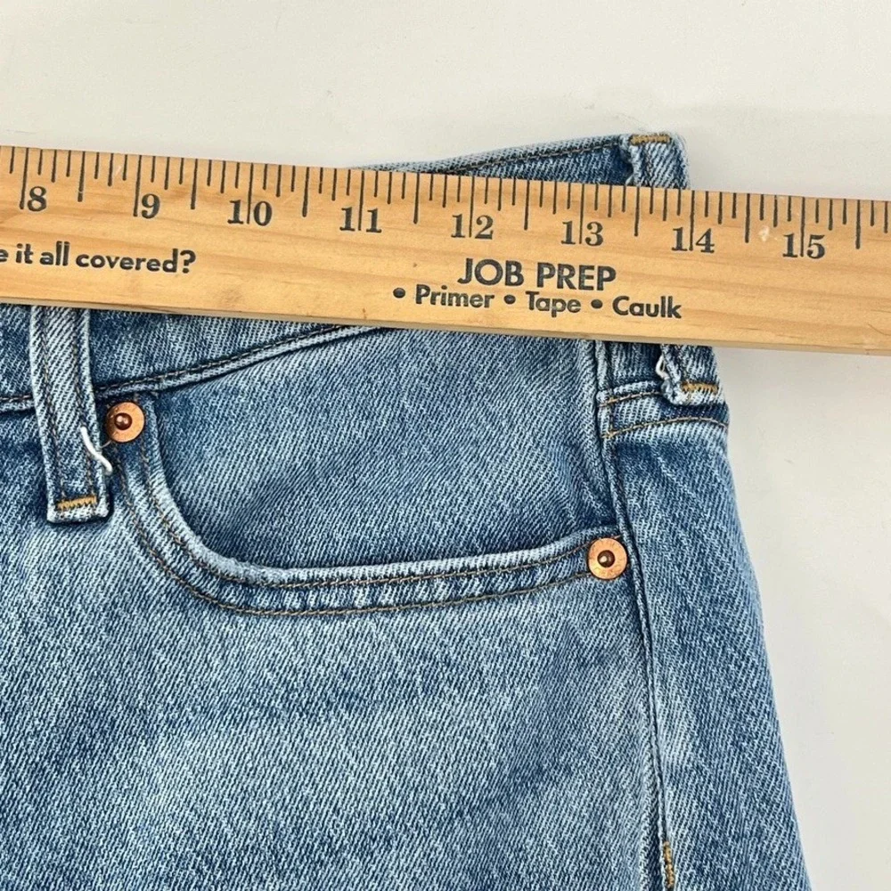 J. Crew Wide Leg Trouser Jeans Sz 28 High Rise Raw Hem Light Wash Denim Festival